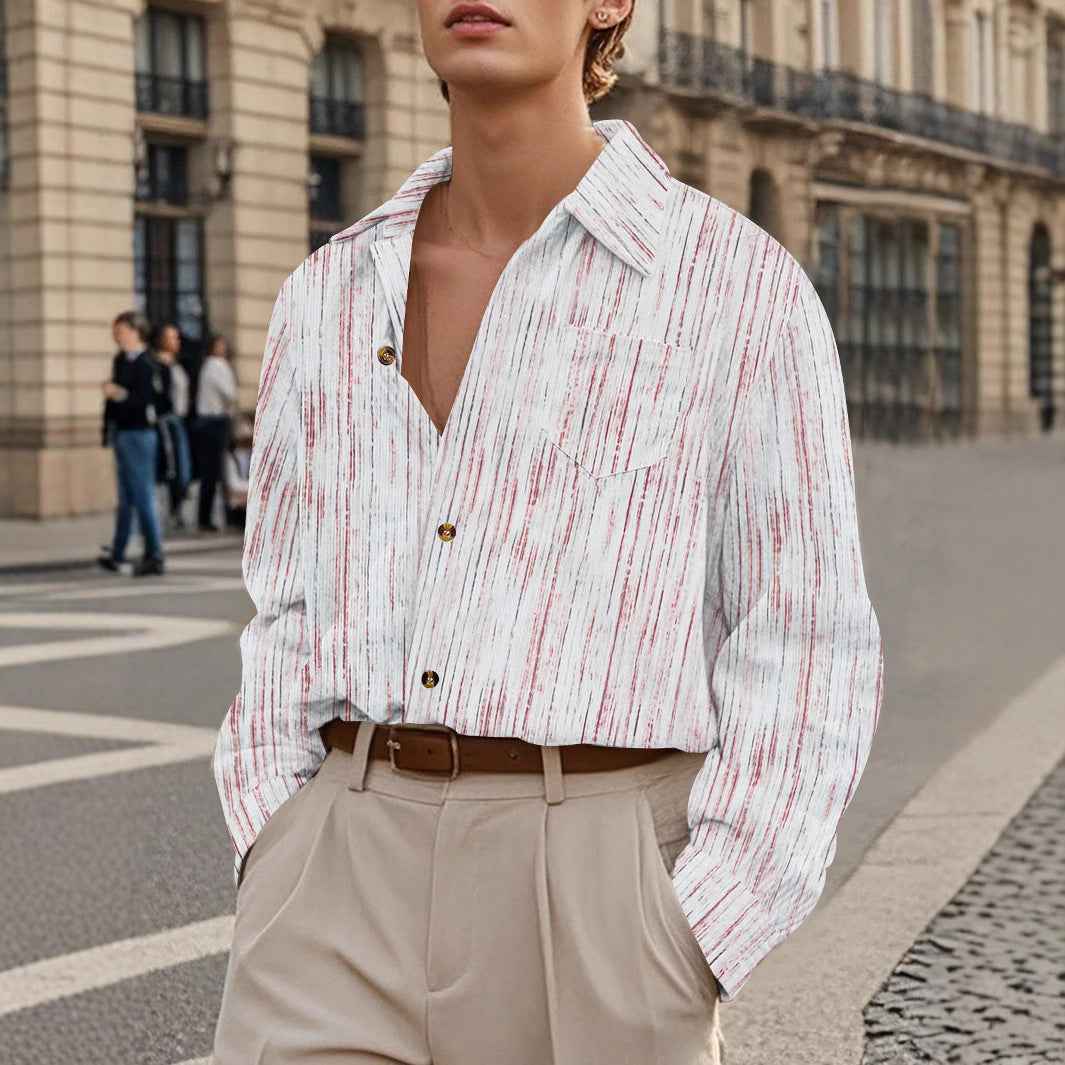 Herren Langarmhemd Modern mit Strukturmuster Elegant