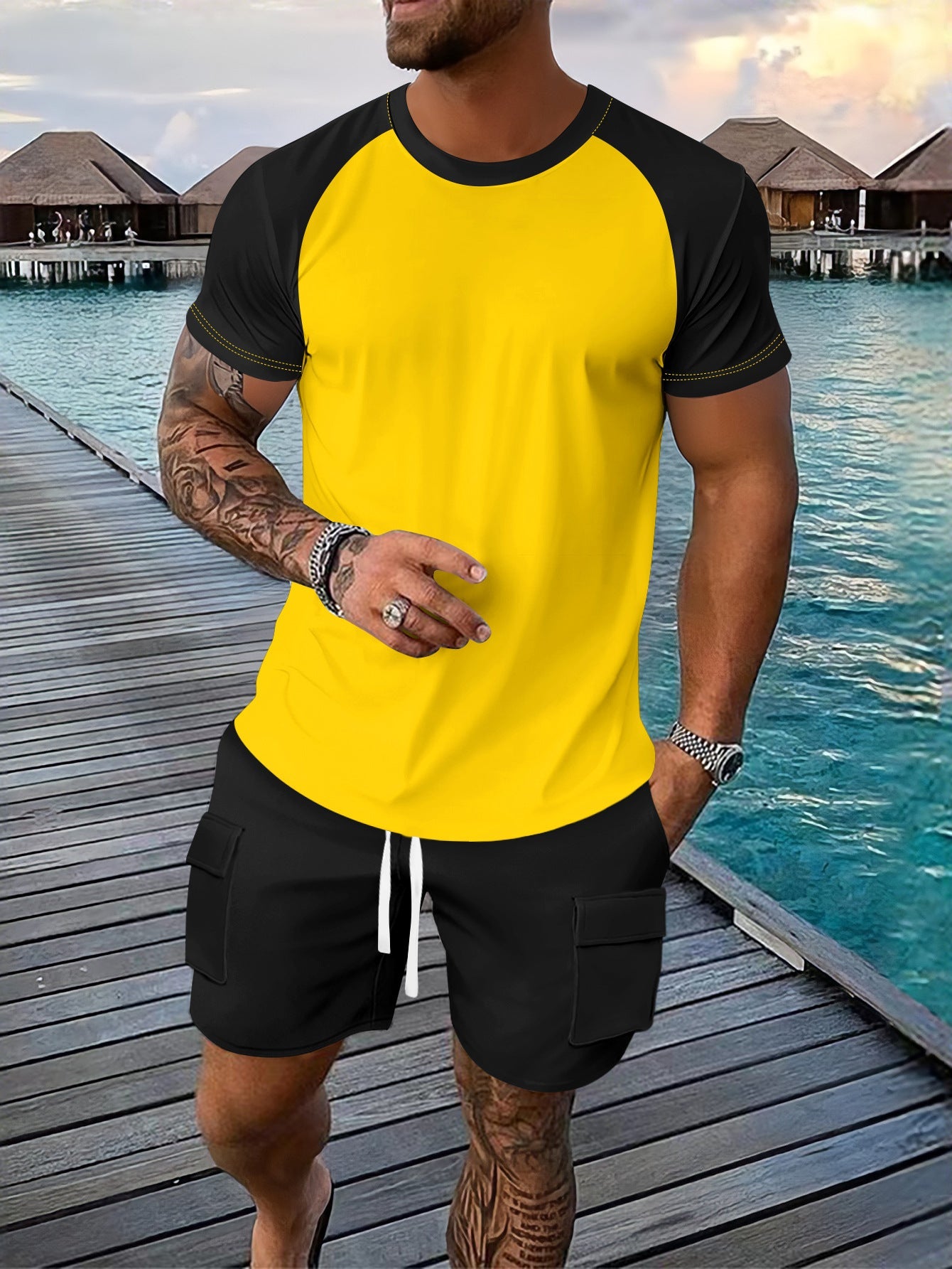 Herren Sport T-Shirt Raglan Ärmel Modern Sportlich
