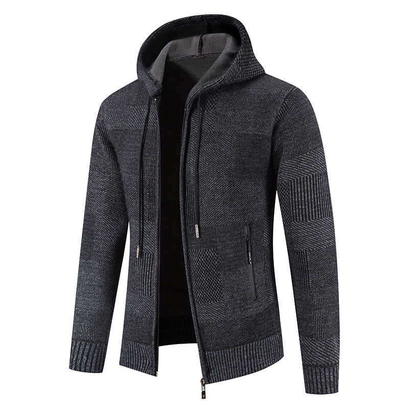 Herren Strickjacke Kapuze Modern Strick Design