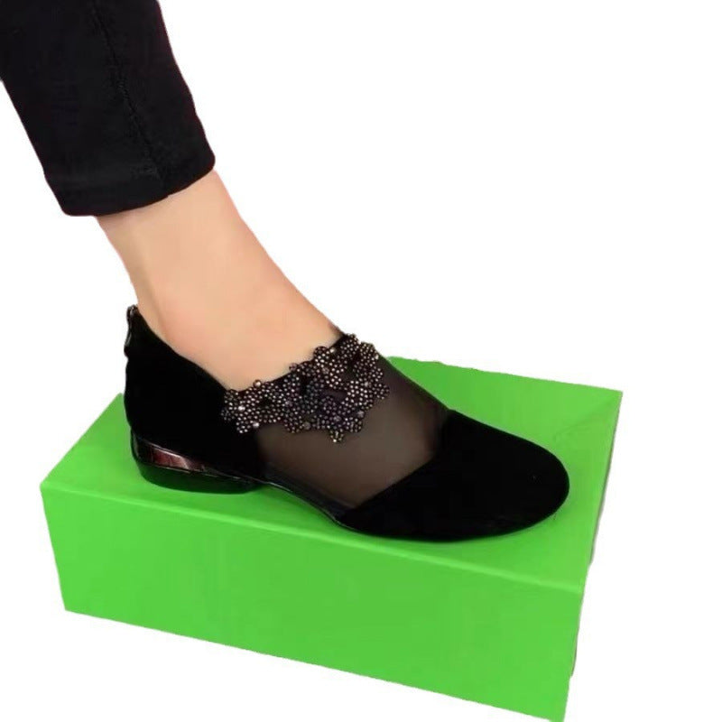 Damen Slipper Bequem Flora Design Strass Schuhe