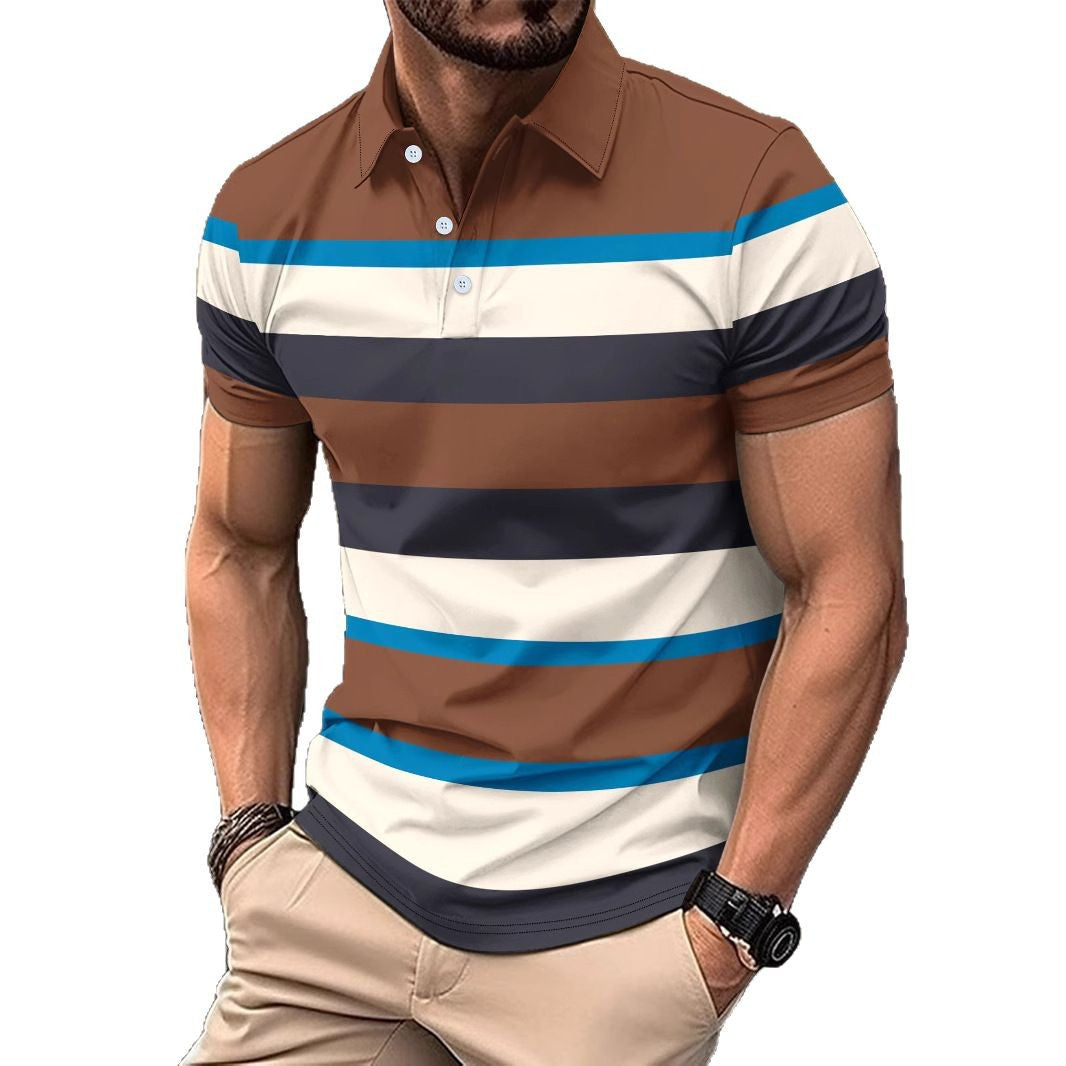 Herren Polo-Shirt Sportlich Streifenmuster Modern