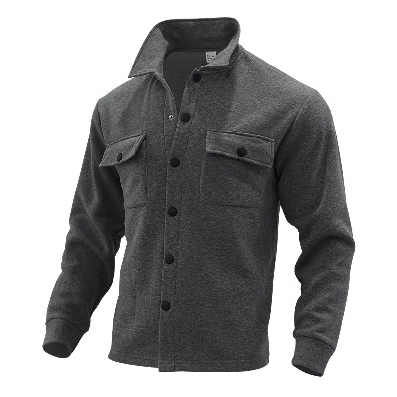 Herren Fleecejacke Stehkragen Modern mit Brusttaschen