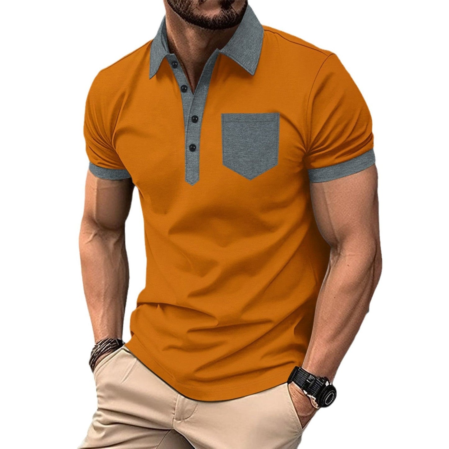 Herren Polohemd Modern Farbkontrast Slimfit