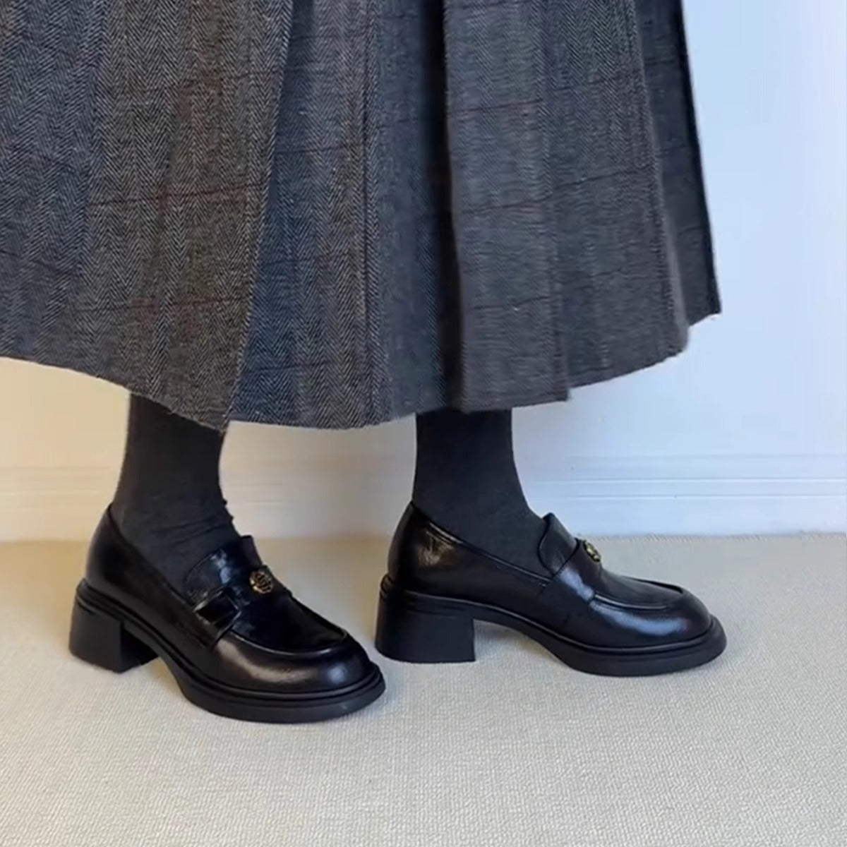 Damen Slipper Elegante Blockabsatz Riemenverschluss Komfort