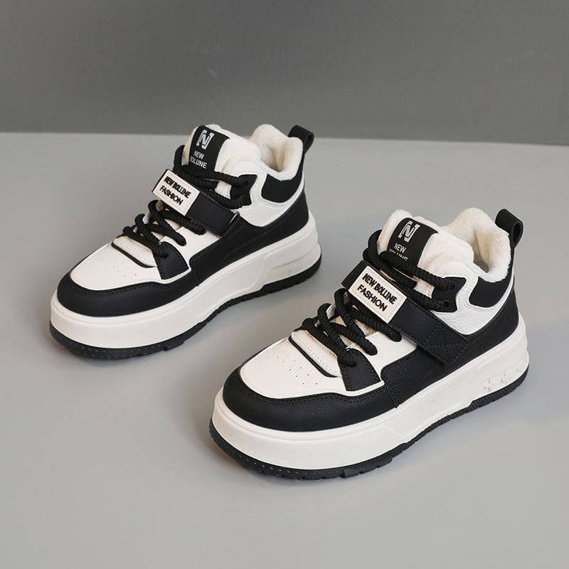 Damen Sneaker High-Top gefüttert mit Klettverschluss Schwarz