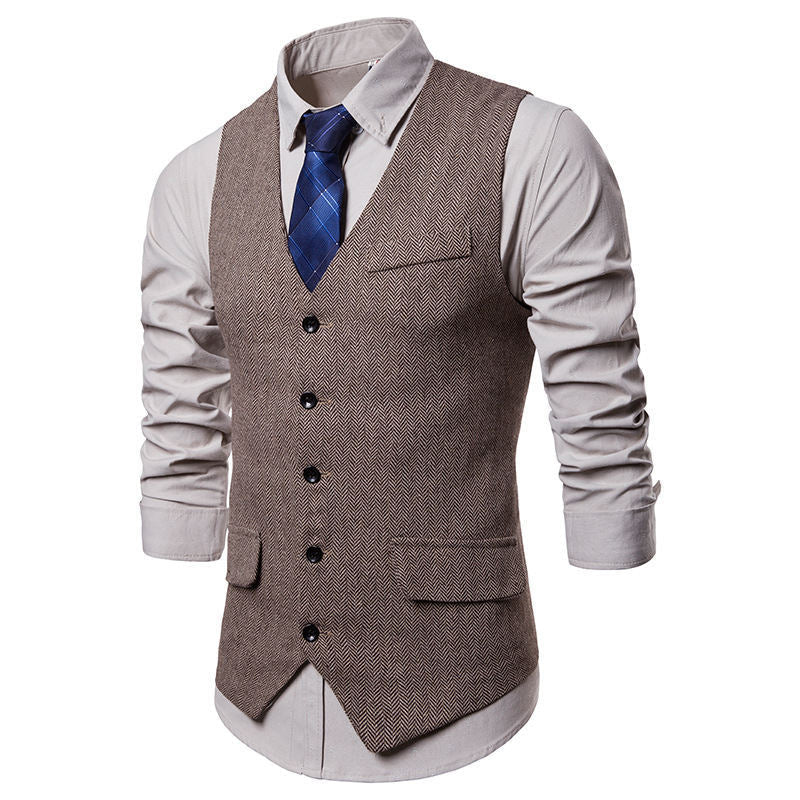 Herren Weste Herringbone Klassisch Elegant Mit Taschen