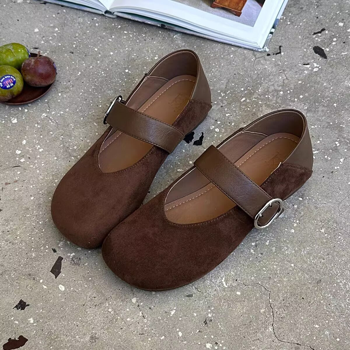 Damen Ballerinas Leopardenmuster Schuhe mit Riemen