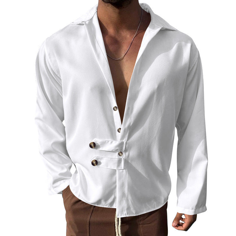Herren Langarmhemd Modern mit Knopfleiste Elegantes Design