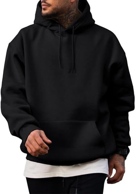 Herren Hoodie Kapuzenpullover mit Kängurutasche Groß