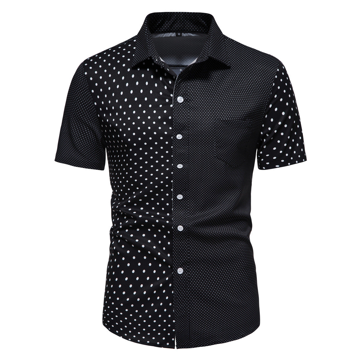 Herren Kurzarmshirt Modern mit Punktemuster und Knöpfen