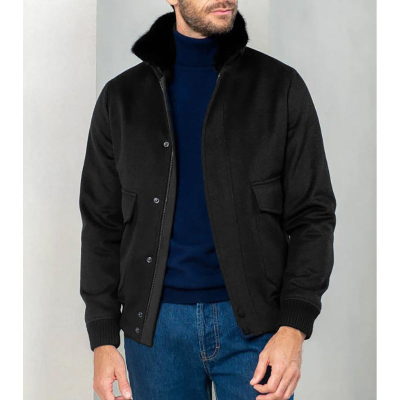 Herren Bomberjacke Warm Moderner Kragen Style