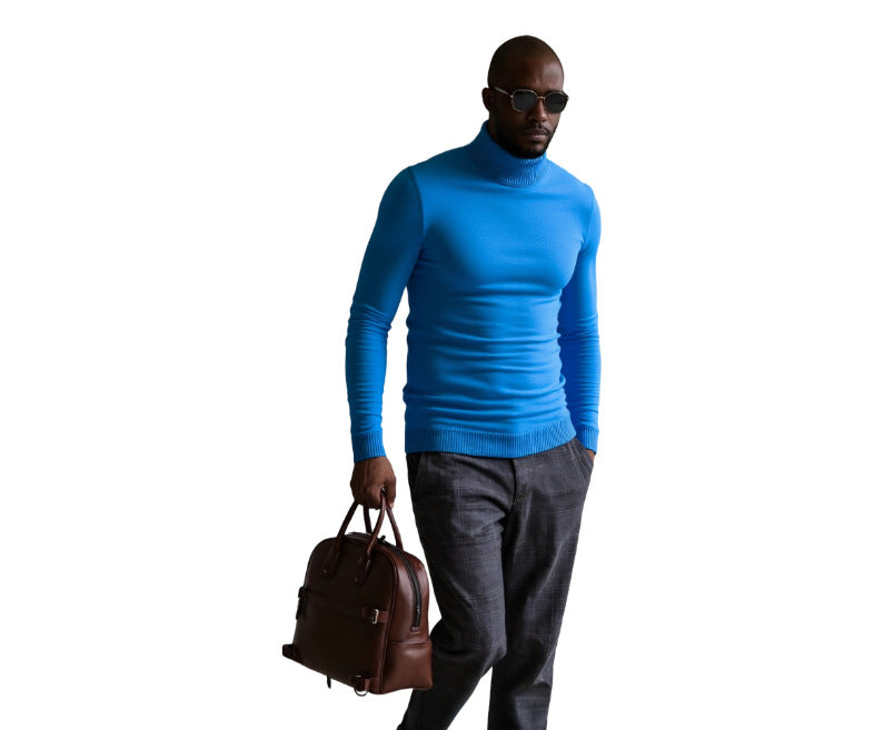 Herren Rollkragenpullover Fein Strukturiert Elegangt