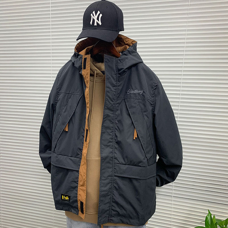 Herren Outdoor-Jacke Wasserdicht Funktional Mit Verstellbarem Bund