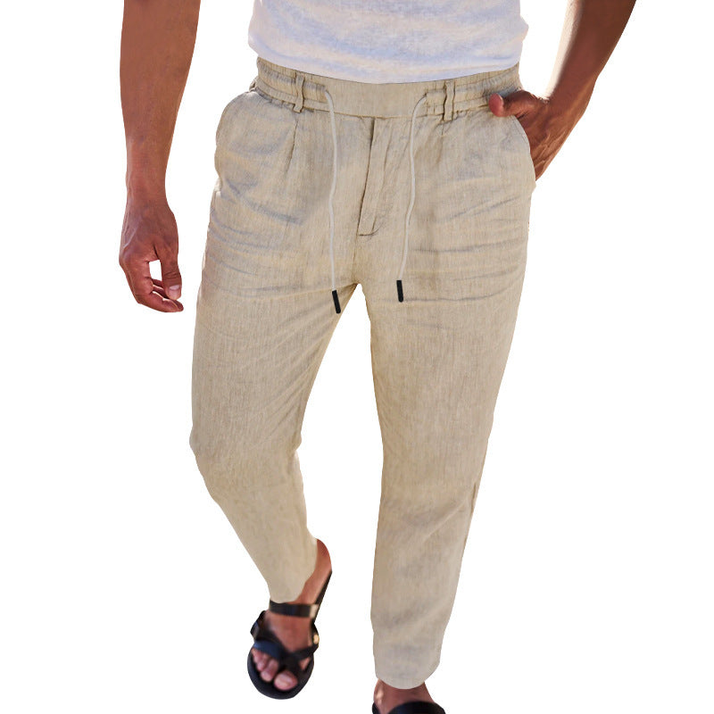 Herren Leinenhose Leicht Bequem Mit Seitentaschen