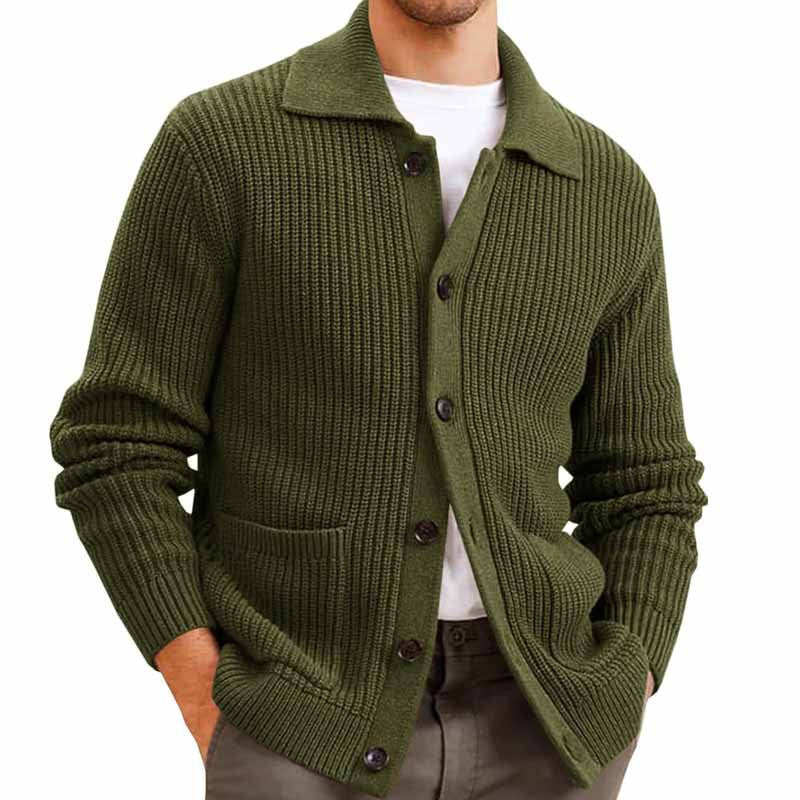 Herren Strickjacke Großrippig Mit Taschen Winter