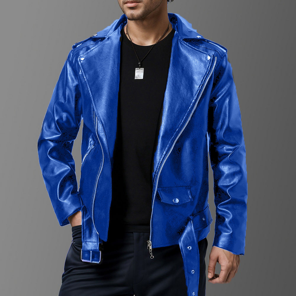 Leder Bikerjacke Herren Schwarz mit Taschen