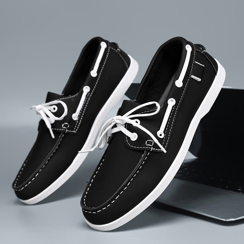 Herren Lederslipper Maritim Sportlich Schwarz