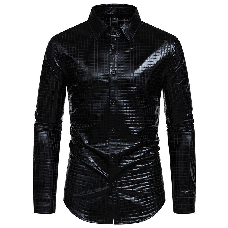 Herren Hemd Modern Quadratmuster Glänzend