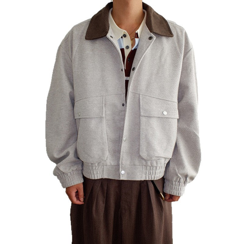 Herren Übergangsjacke Lässig mit Weichem Kragen und Taschen