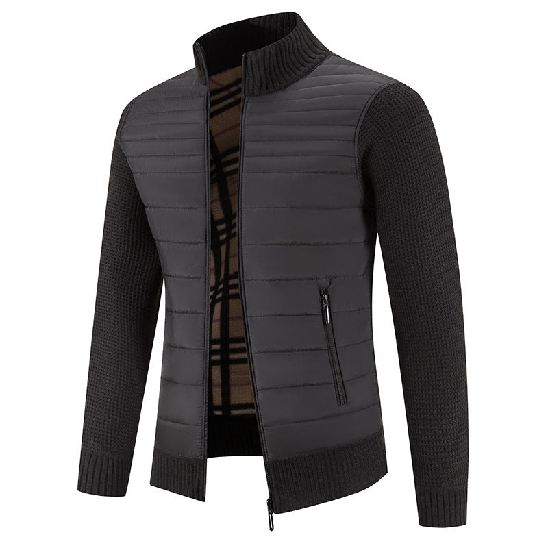 Herren Steppjacke Lässig Strick Ärmel Winterjacke