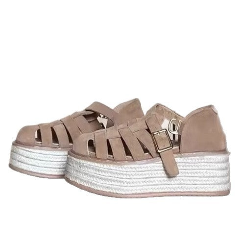 Damen Plattform-Sandalen Geflochtene Riemen Bequem Sommer