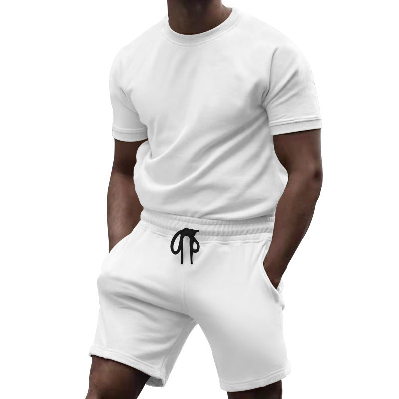 Herren Sportanzug Kurzarm Oberteil Bequeme Laufshorts