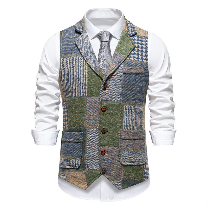 Herren Weste Elegante Patchwork Mit Taschen Modern