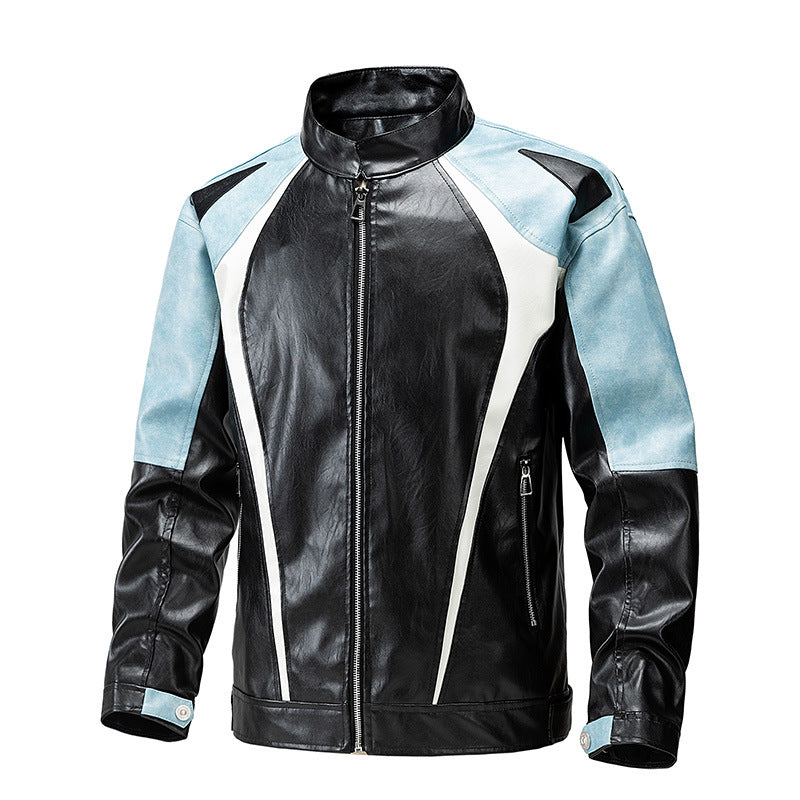 Herren Leder-Motorradjacke Sportlich Ergonomisch Sicherheit