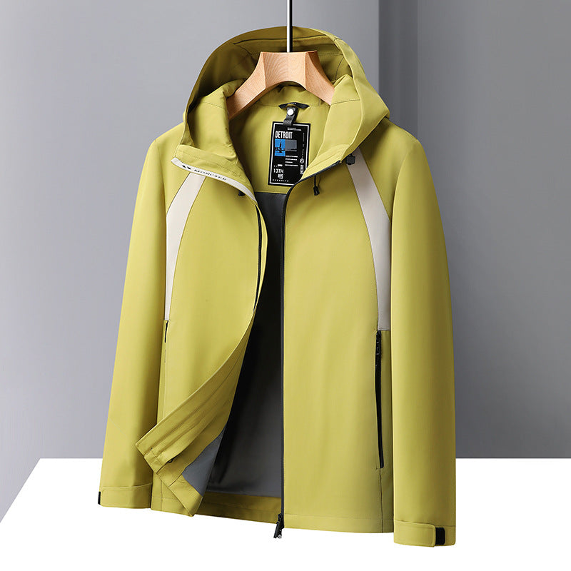 Herren Outdoorjacke Wandern Waterproof mit abnehmbarer Kapuze
