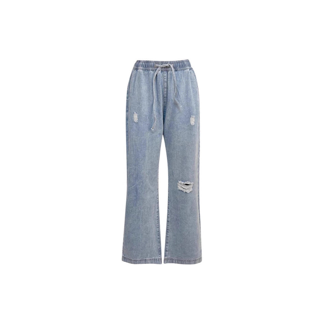 Damen Highwaist Jeans Ripped Trendy Destroyed
