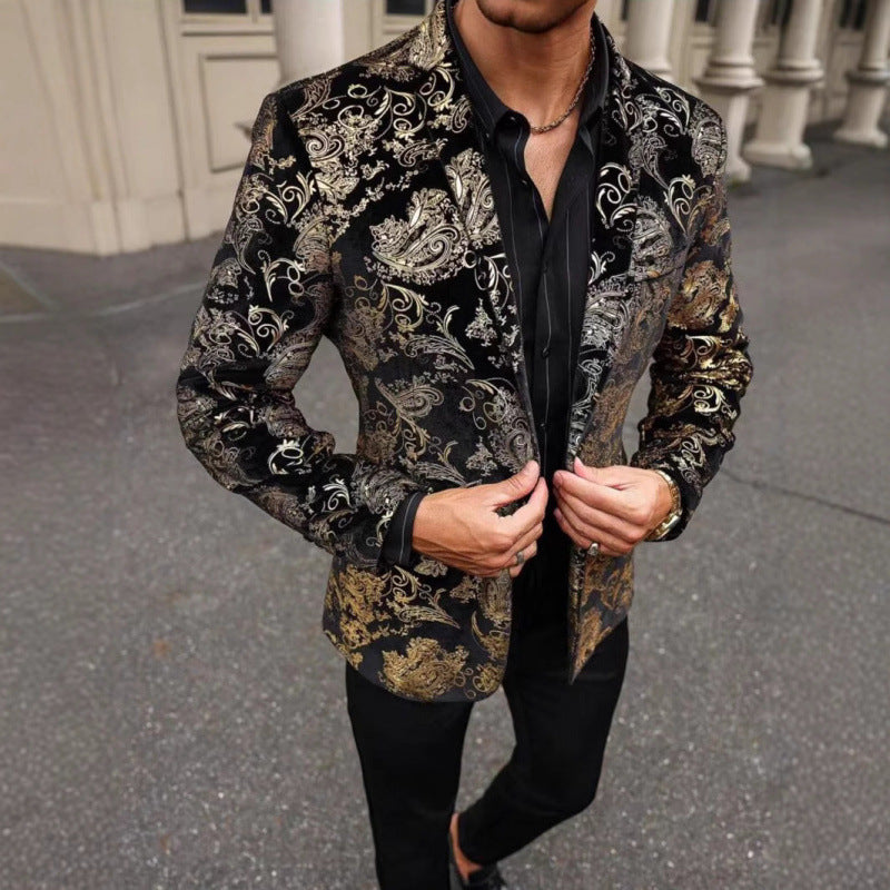 Herren Blazer Samt Elegant Floral Modern