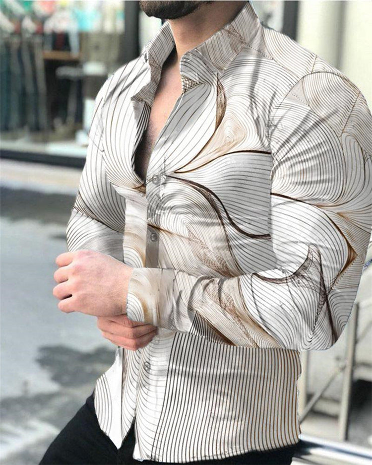 Herren Hemd Geometrisches Muster Modern Slim Fit
