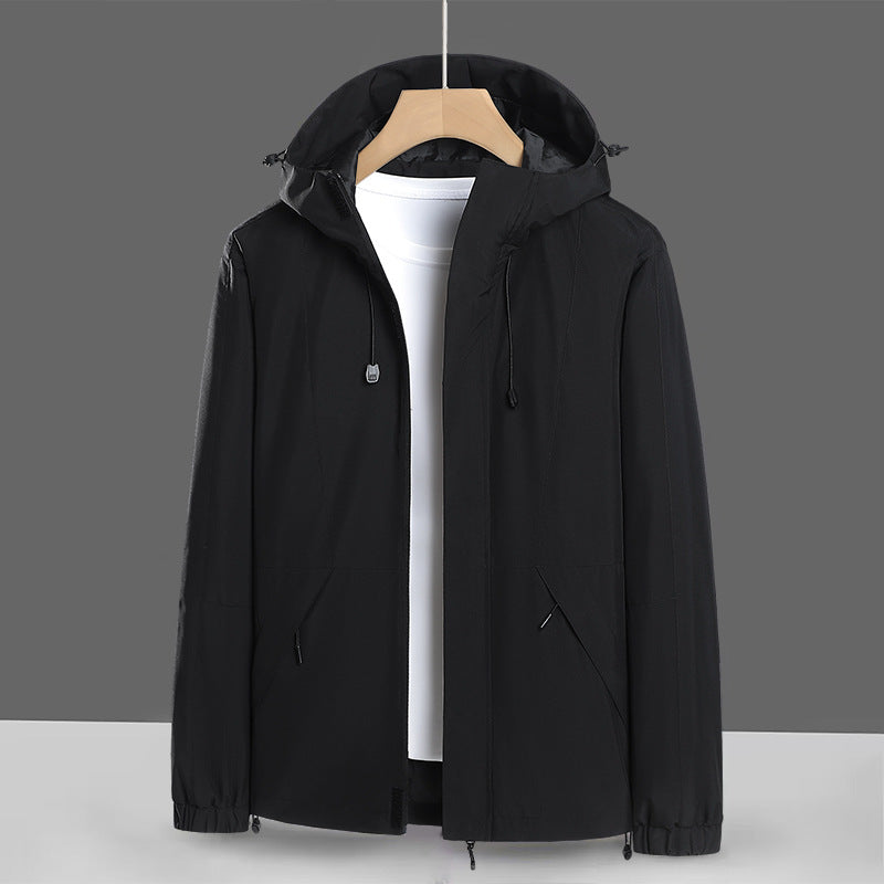 Wasserdichte Herren Regenjacke Schwarz Modern