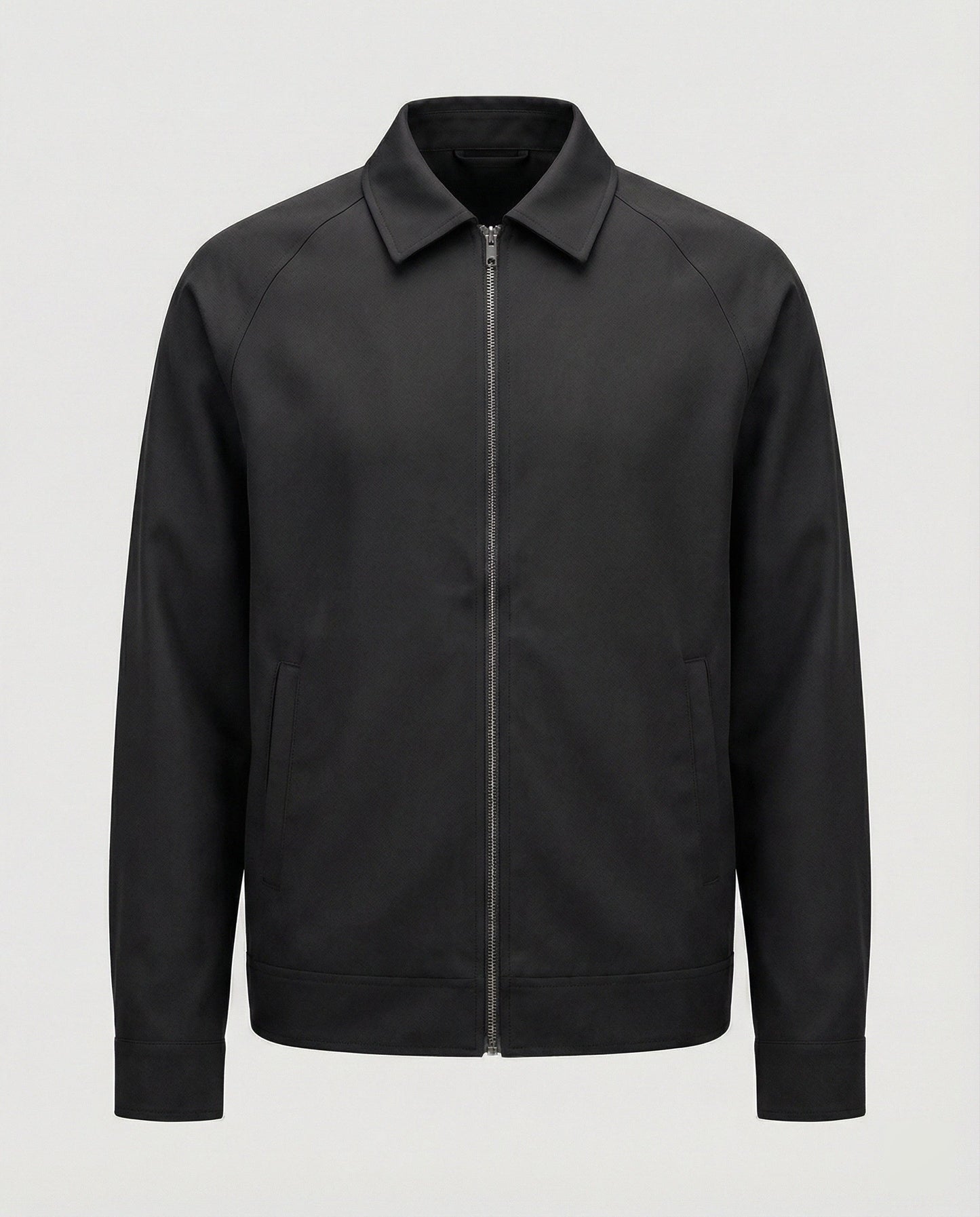 Herren Reißverschlussjacke Kurz Slim Fit Hemdkragen Modern