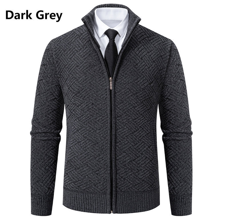 Herren Strickjacke Modern mit Reißverschluss und Buntmuster