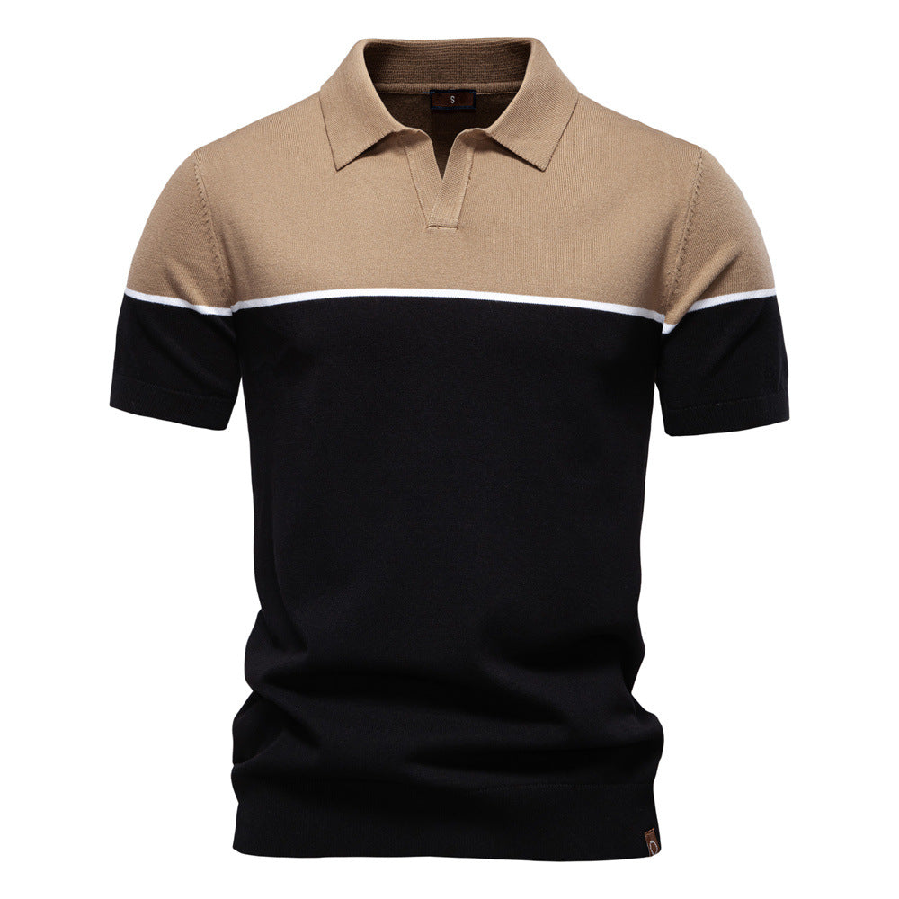 Herren Polo-Shirt Piqué-Textur Farbblock-Design Modern