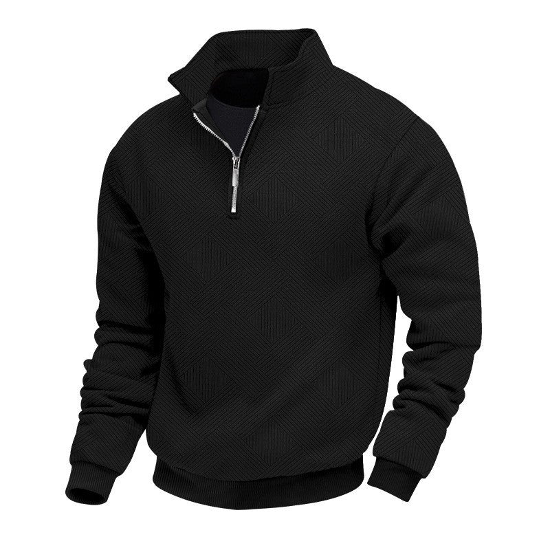 Herren Pullover Struktur Optik Halb-Reißverschluss Modern