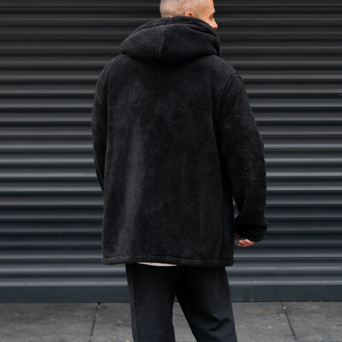 Herren Fleece-Mantel Lässig mit Kapuze und Taschen Warm