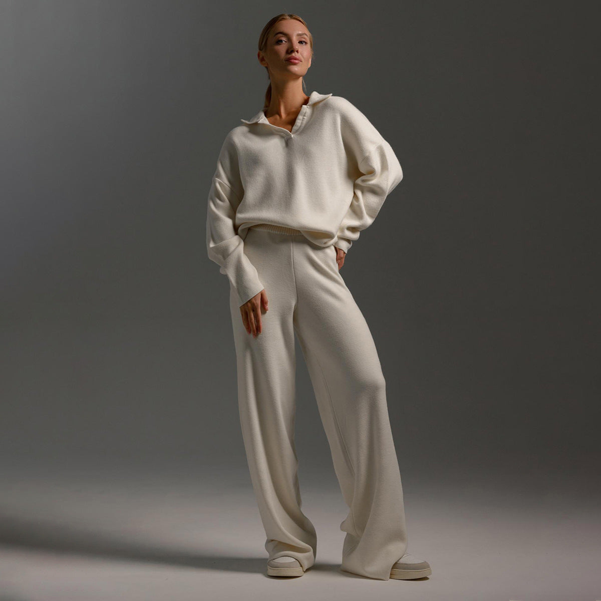 beige lounge set damen mit oversized passform