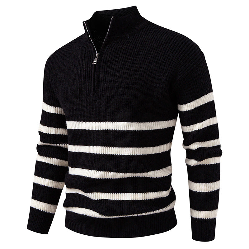 Herren Strickpullover Gestreift Modern mit Halbreißverschluss