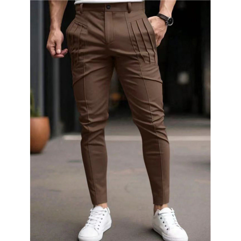 Herren Slim-Fit Hose Elegant Hochwertig Mit Taschen