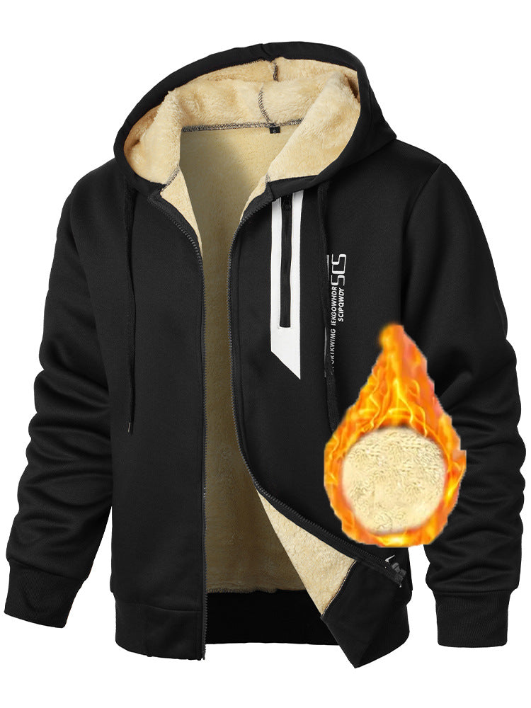 Herren Fleece-Jacke Warm Kapuzenjacke Mit Taschen