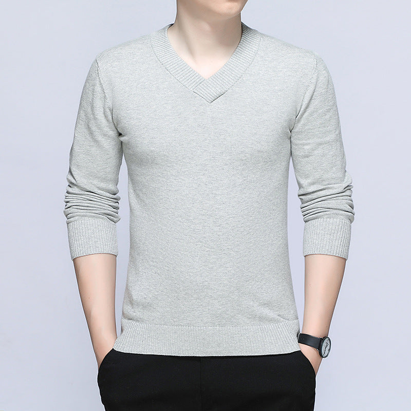 Herren Pullover V-Ausschnitt Fein Strick Modern