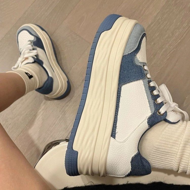 Damen Sneaker Plattform Bequem Sternen Design