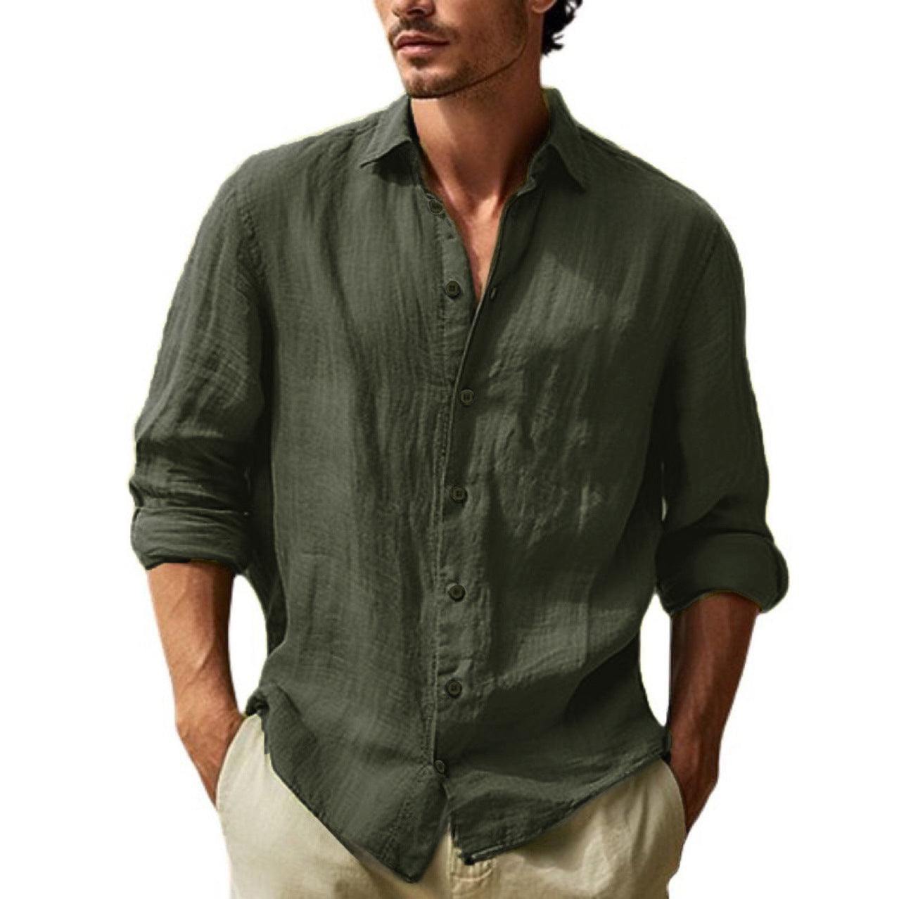 Herren Leinenhemd Modern Slim Fit Elegantes Design