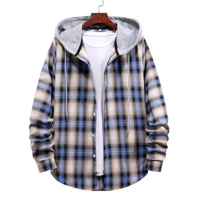 Herren Karohemdjacke Kapuze Taschen Winterjacke Modern
