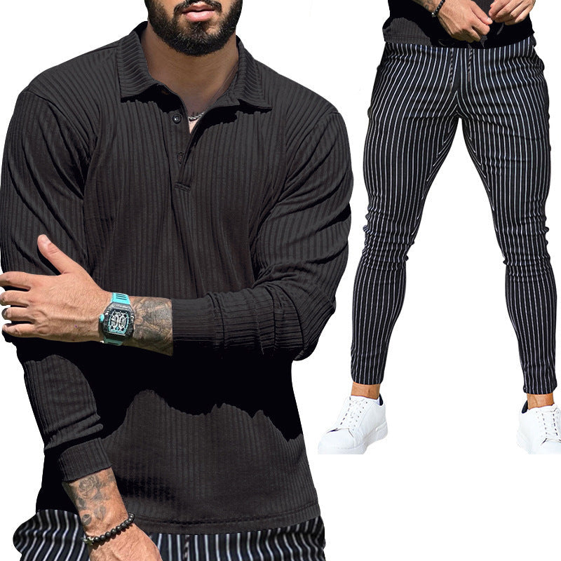 Herren Langarmshirt Sportlich Modern Strukturiert