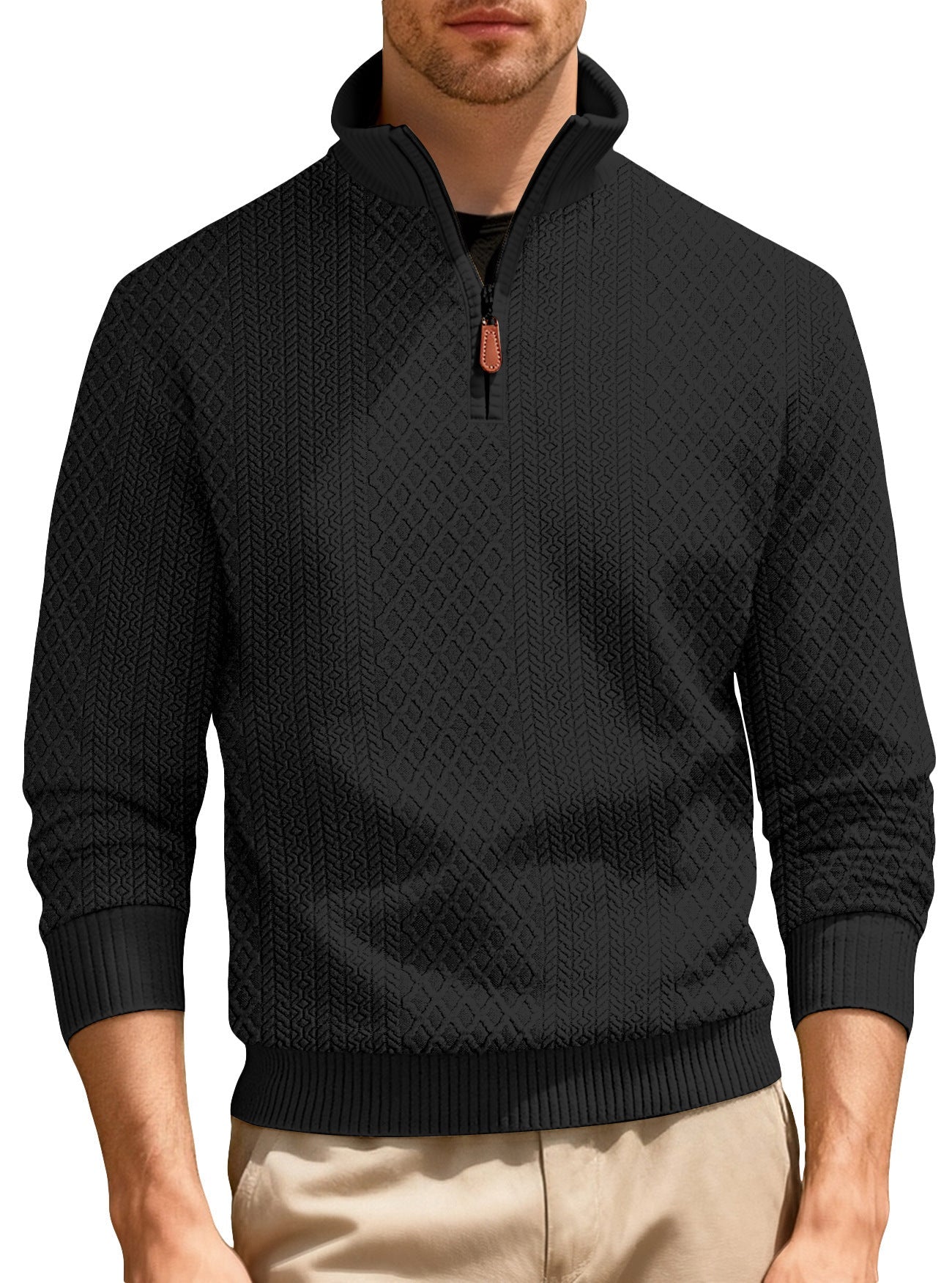 Herren Pullover Lässig Stehkragen Strick Qualität