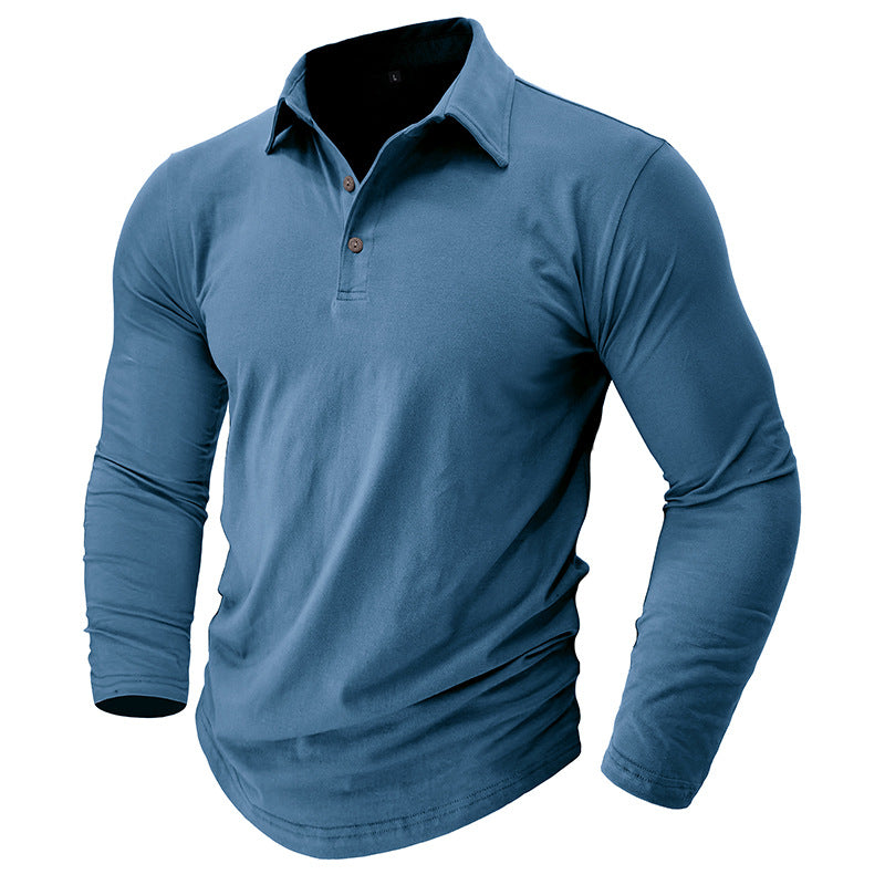 Herren Poloshirt Langarm Elegant Hochwertig Baumwolle