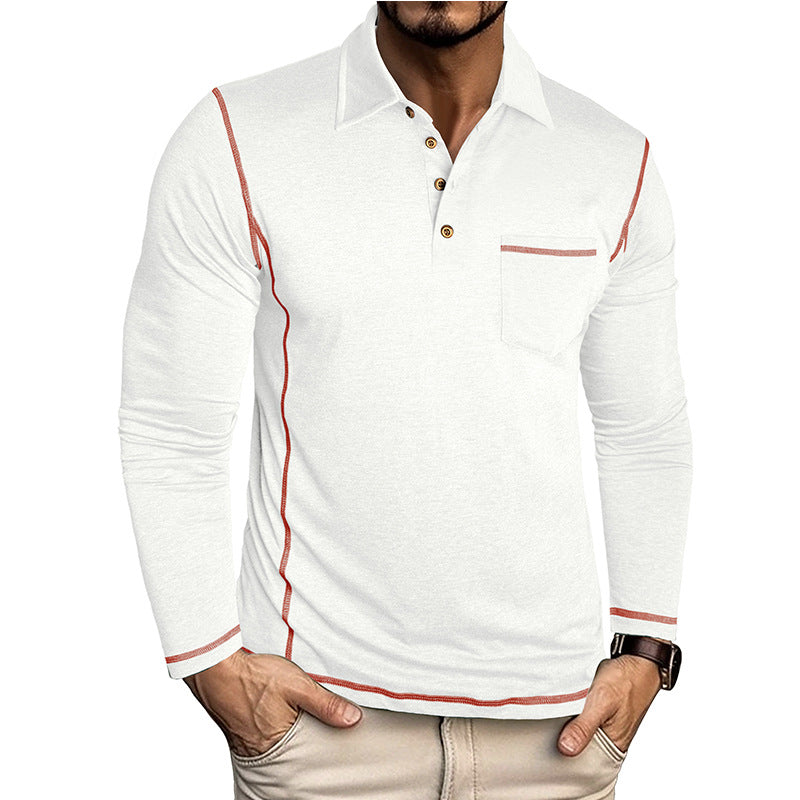 Herren Polohemd Langarm Modern Struktur